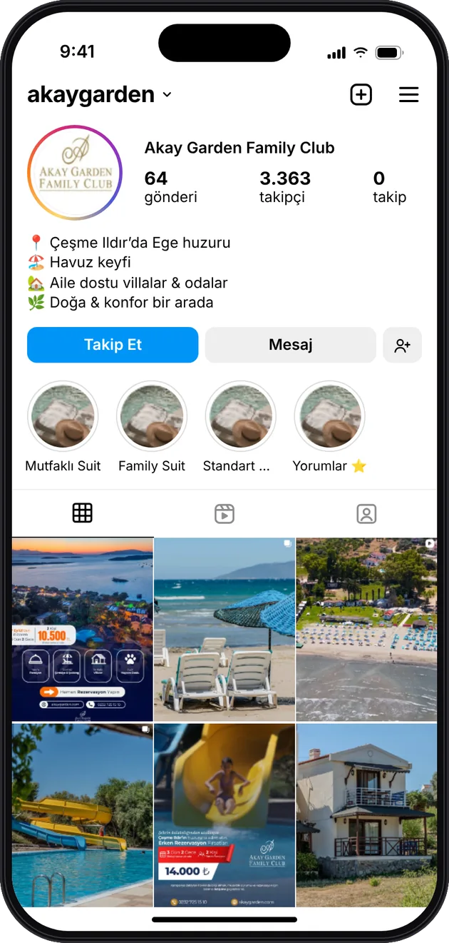 Akay Garden Family Club Instagram profili — Instagram ve Facebook reklam yönetimi · ESC Branding
