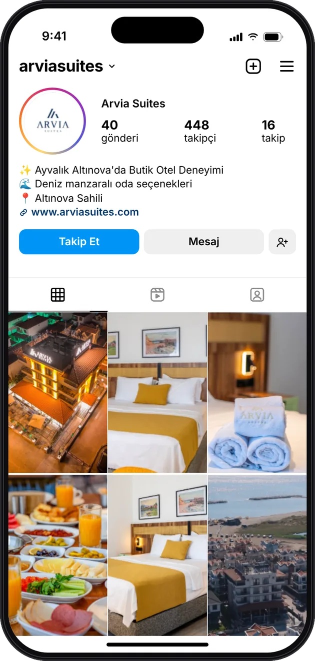 Arvia Suites Instagram profili — sosyal medya yönetimi · ESC Branding