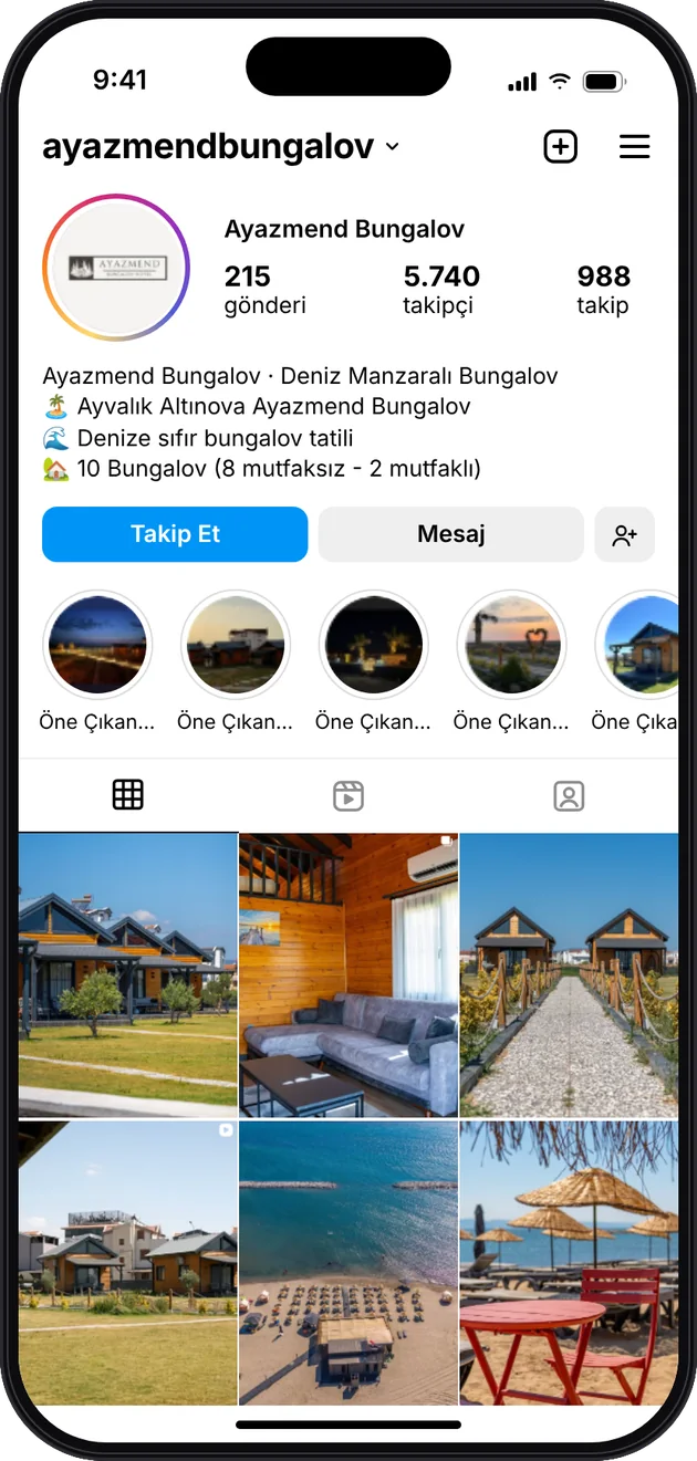 Ayazmend Bungalov Instagram profili — Instagram ve Facebook reklam yönetimi · ESC Branding