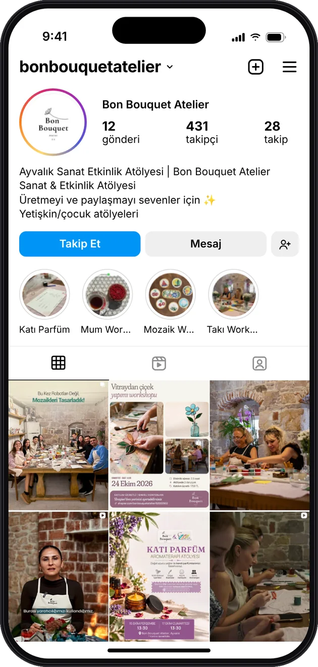 Bon Bouquet Atelier Instagram profili — sosyal medya yönetimi · ESC Branding