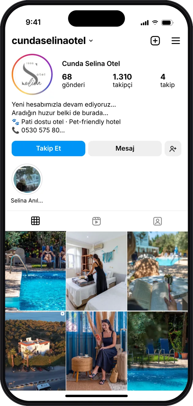 Cunda Selina Otel Instagram profili — Instagram ve Facebook reklam yönetimi · ESC Branding