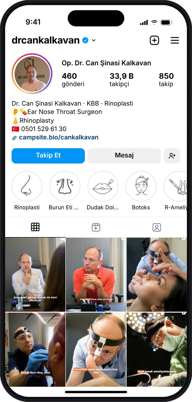 Op. Dr. Can Şinasi Kalkavan Instagram profili — Instagram ve Facebook reklam yönetimi · ESC Branding