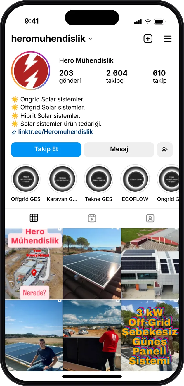 Hero Mühendislik Instagram profili — Instagram ve Facebook reklam yönetimi · ESC Branding