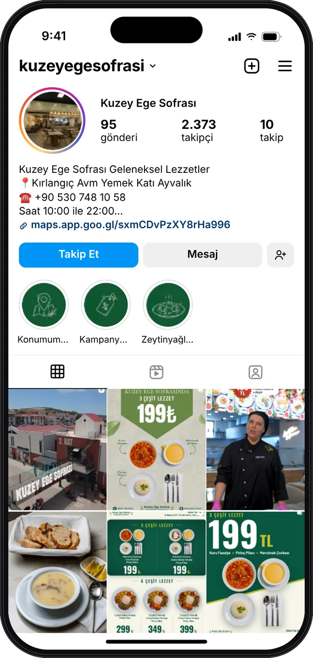 Kuzey Ege Sofrası Instagram profili — sosyal medya yönetimi · ESC Branding
