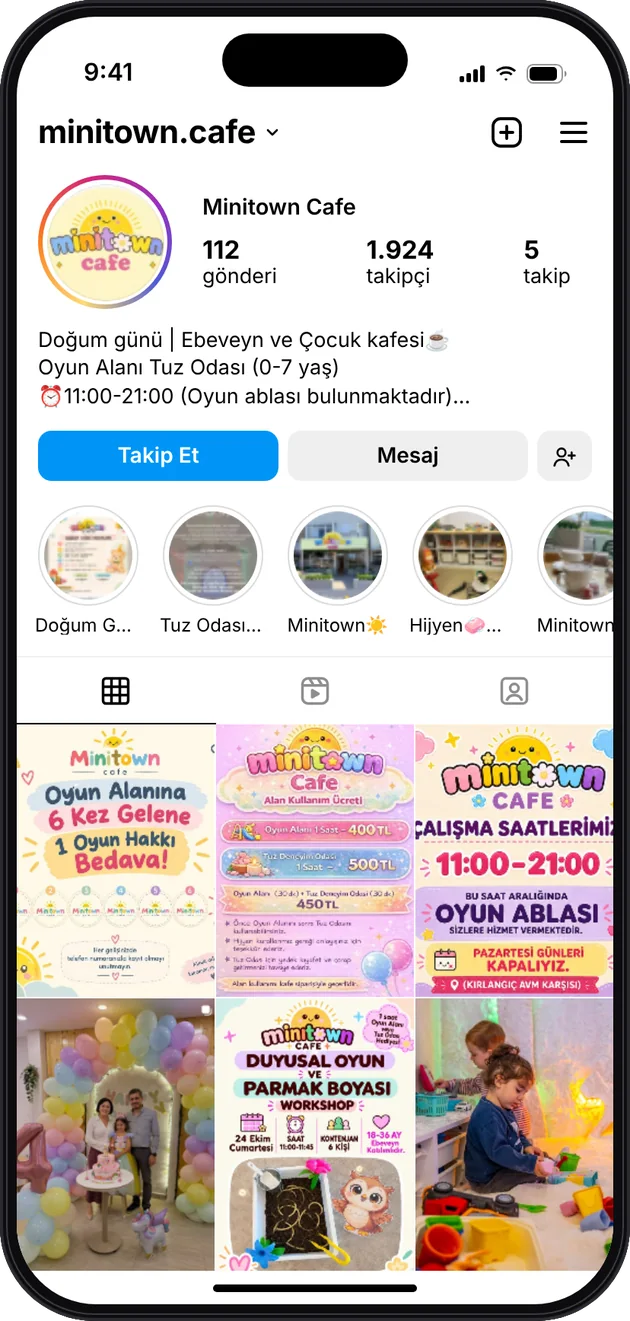 Minitown Cafe Instagram profili — sosyal medya yönetimi · ESC Branding