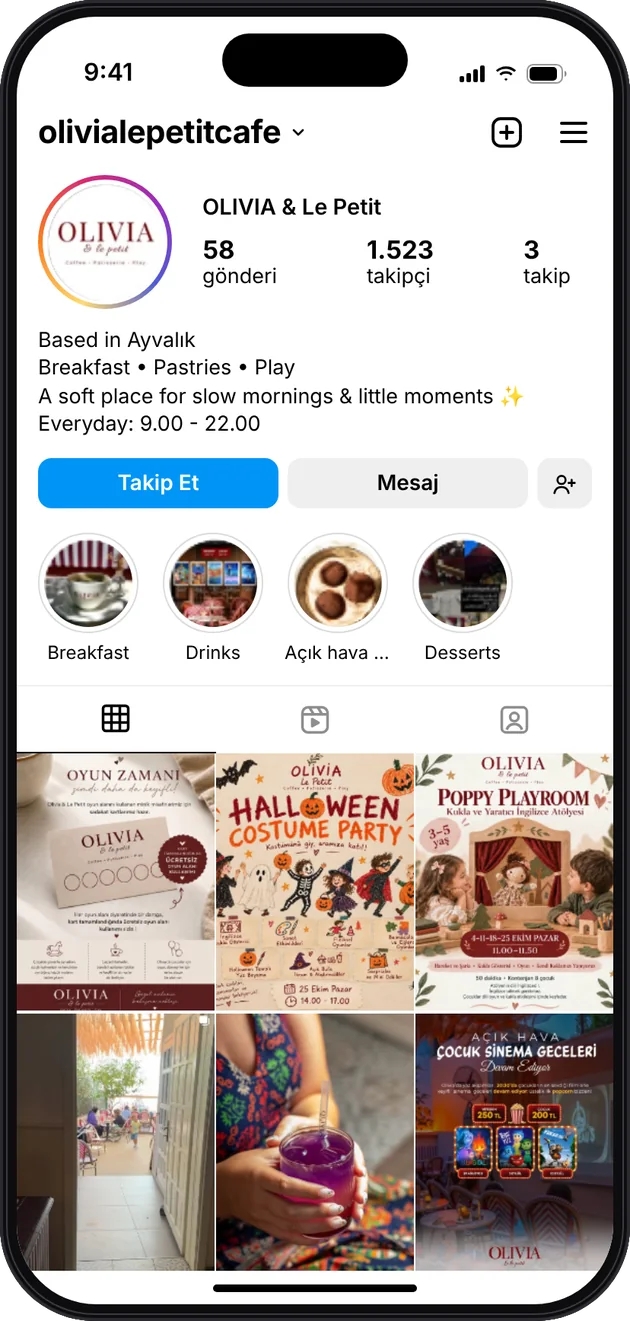 Olivia Le Petit Cafe Instagram profili — Instagram ve Facebook reklam yönetimi · ESC Branding