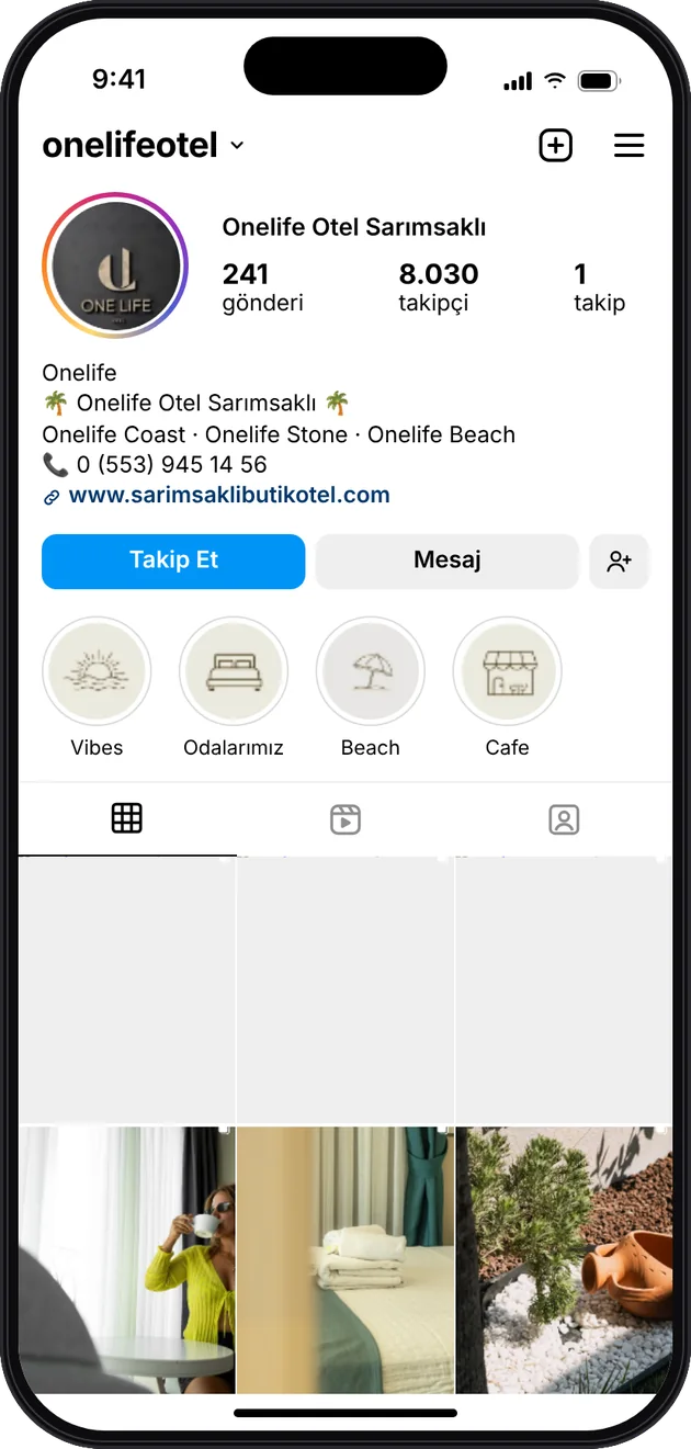 OneLife Otel Instagram profili — Instagram ve Facebook reklam yönetimi · ESC Branding