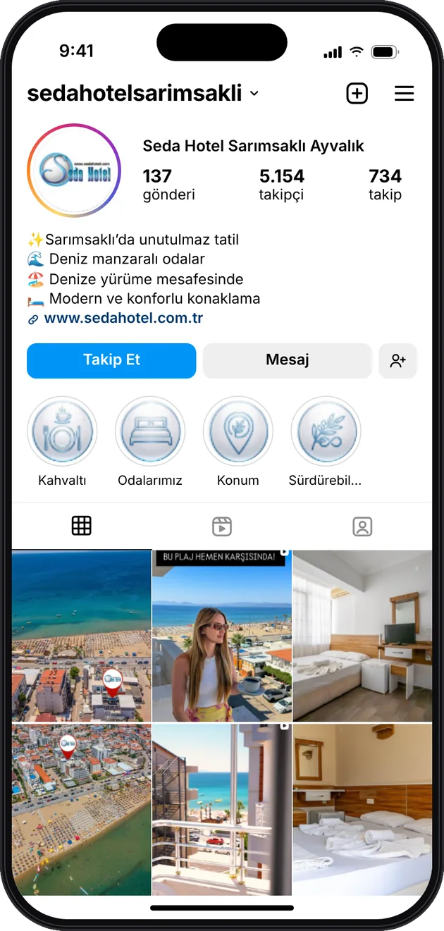 Seda Hotel Instagram profili — Instagram ve Facebook reklam yönetimi · ESC Branding