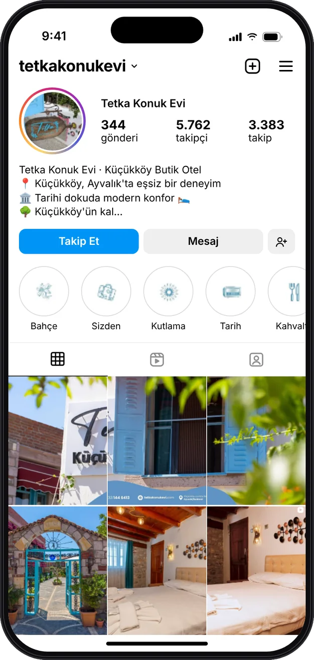 Tetka Konukevi Instagram profili — sosyal medya yönetimi · ESC Branding